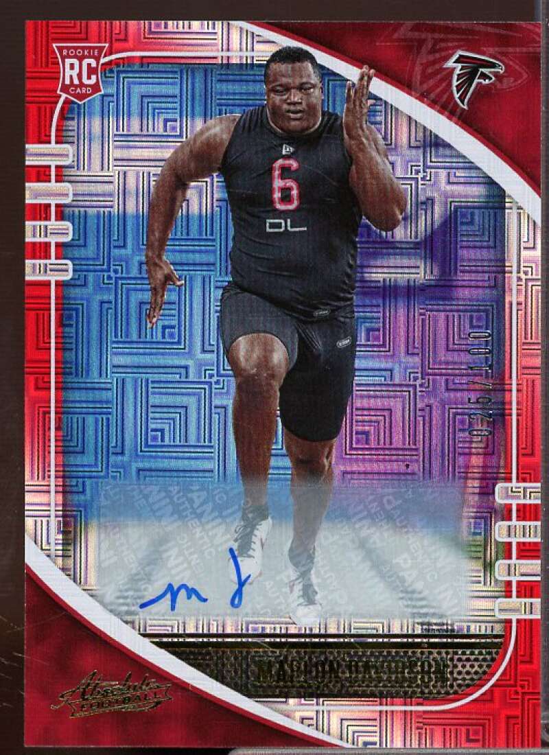 Marlon Davidson Rookie Card 2020 Absolute Signature Rookies Red Squares #180  Image 1