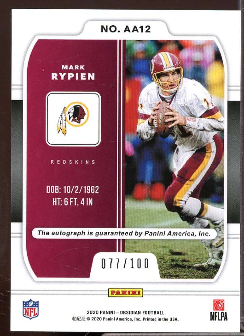 Mark Rypien Card 2020 Panini Obsidian Aurora Autographs #12  Image 2