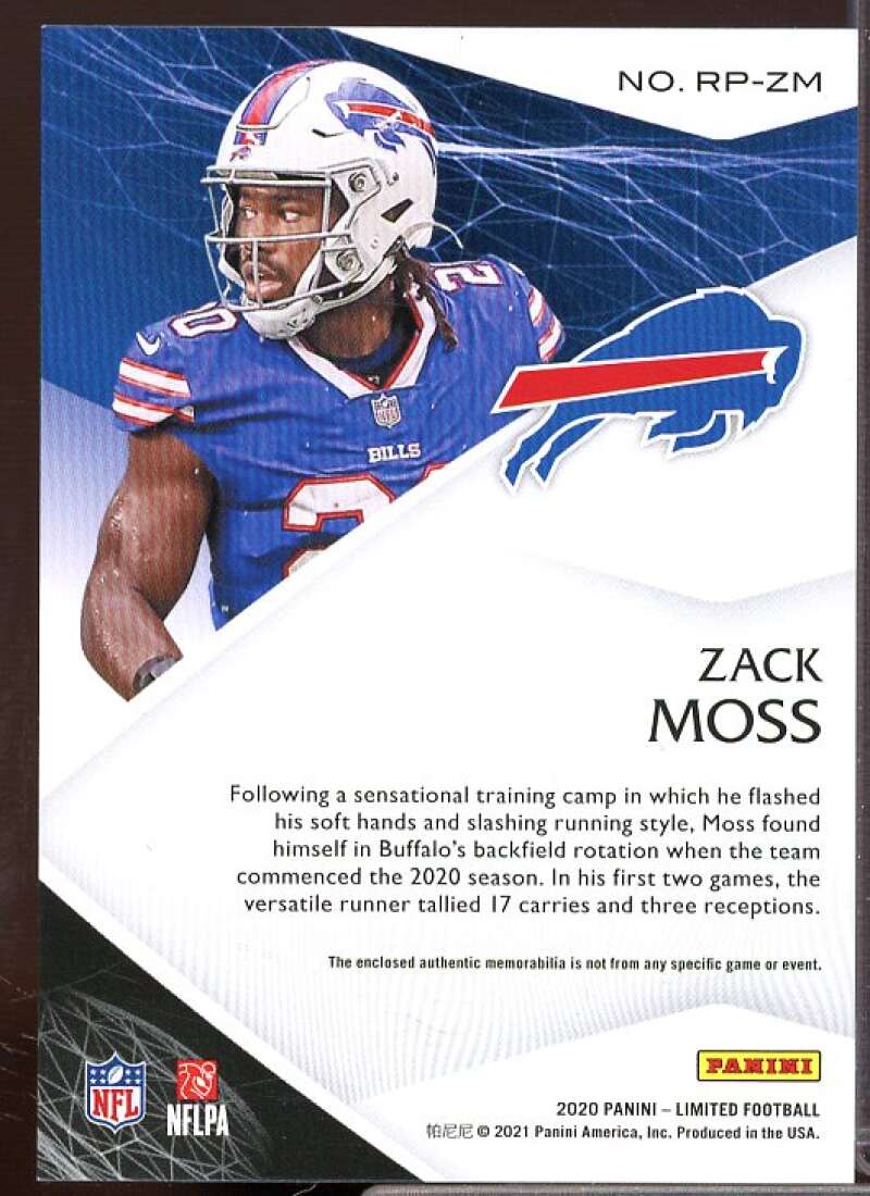 Zack Moss Rookie Card 2020 Limited Rookie Phenoms Jerseys #34  Image 2