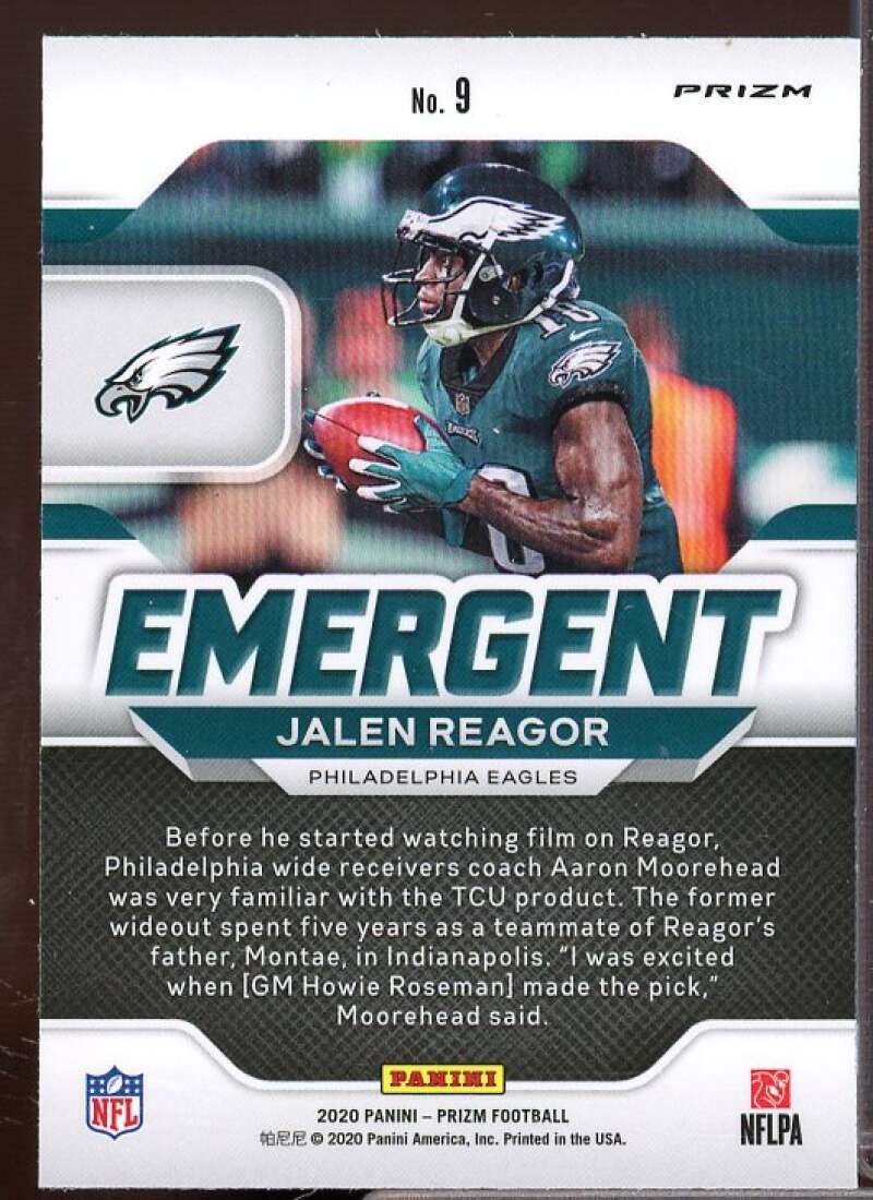 Jalen Reagor Rookie Card 2020 Panini Prizm Emergent Prizms No Huddle #9  Image 2