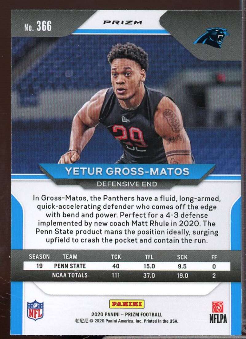 Yetur Gross-Matos Rookie Card 2020 Panini Prizm Prizms Green #366  Image 2