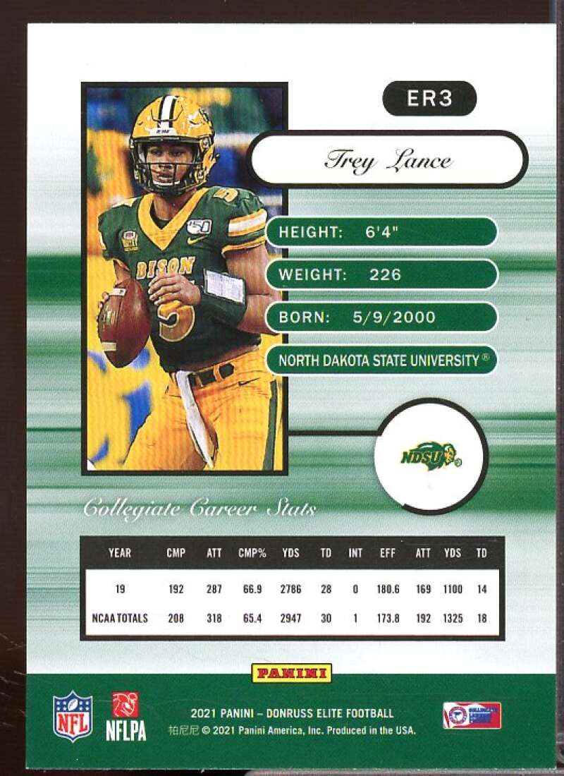 Trey Lance Rookie Card 2021 Donruss The Elite Series Rookies #4  Image 2