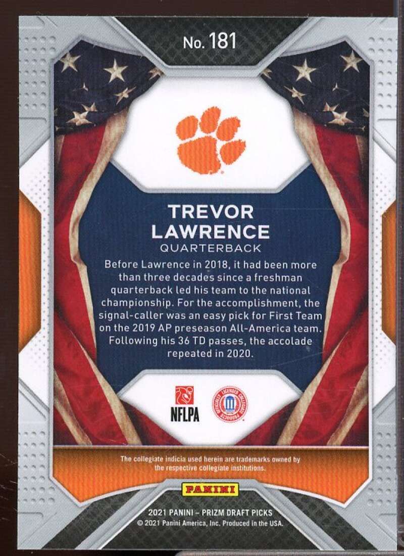 Trevor Lawrence AA Rookie Card 2021 Panini Prizm Draft Picks #181  Image 2