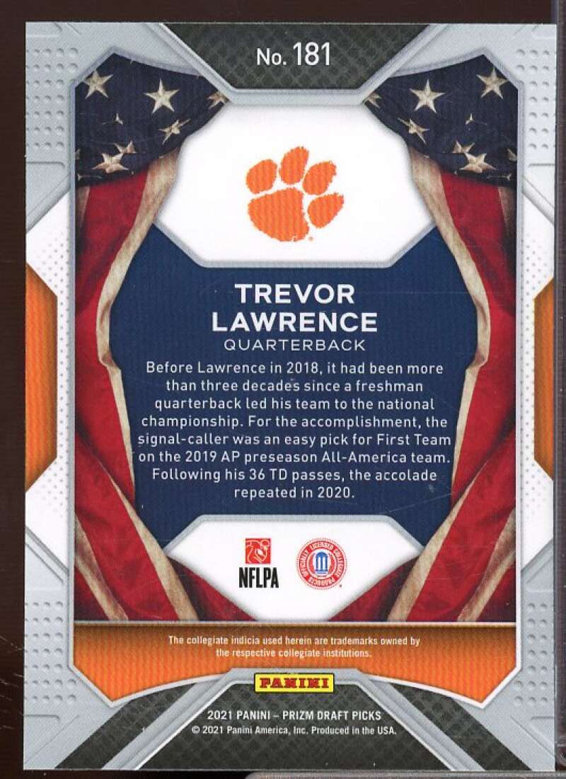 Trevor Lawrence AA Rookie Card 2021 Panini Prizm Draft Picks #181  Image 2