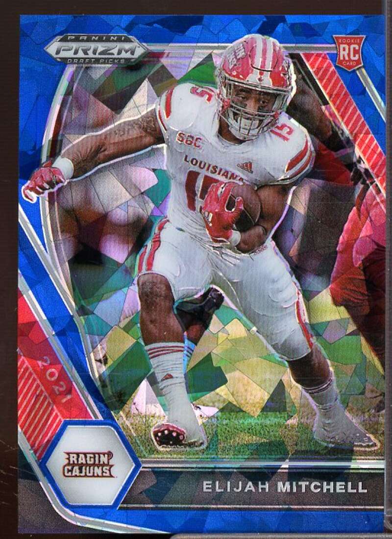 Elijah Mitchell Rookie Card 2021 Panini Prizm Draft Picks Prizms Blue Ice #156  Image 1