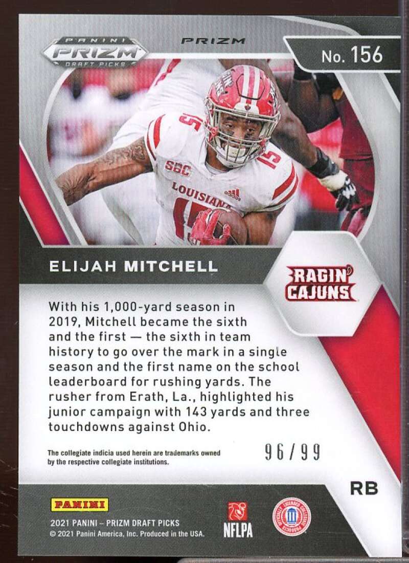 Elijah Mitchell Rookie Card 2021 Panini Prizm Draft Picks Prizms Blue Ice #156  Image 2