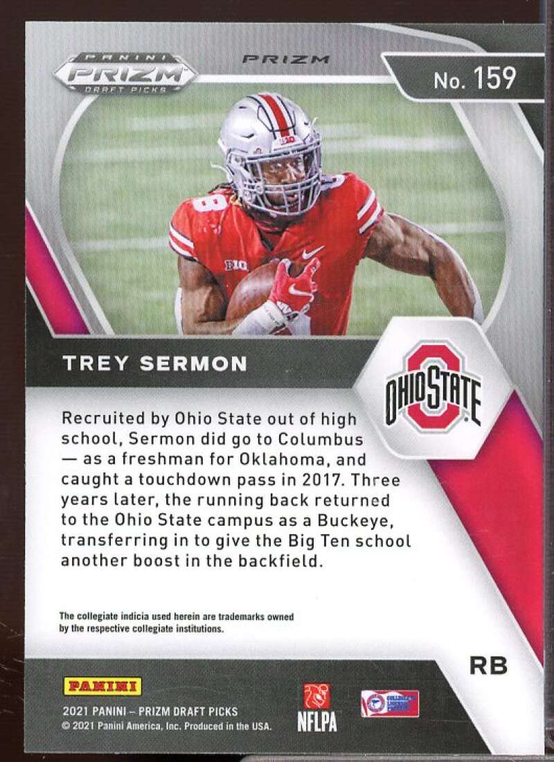 Trey Sermon Rookie Card 2021 Panini Prizm Draft Picks Prizms Blue Circles #159  Image 2