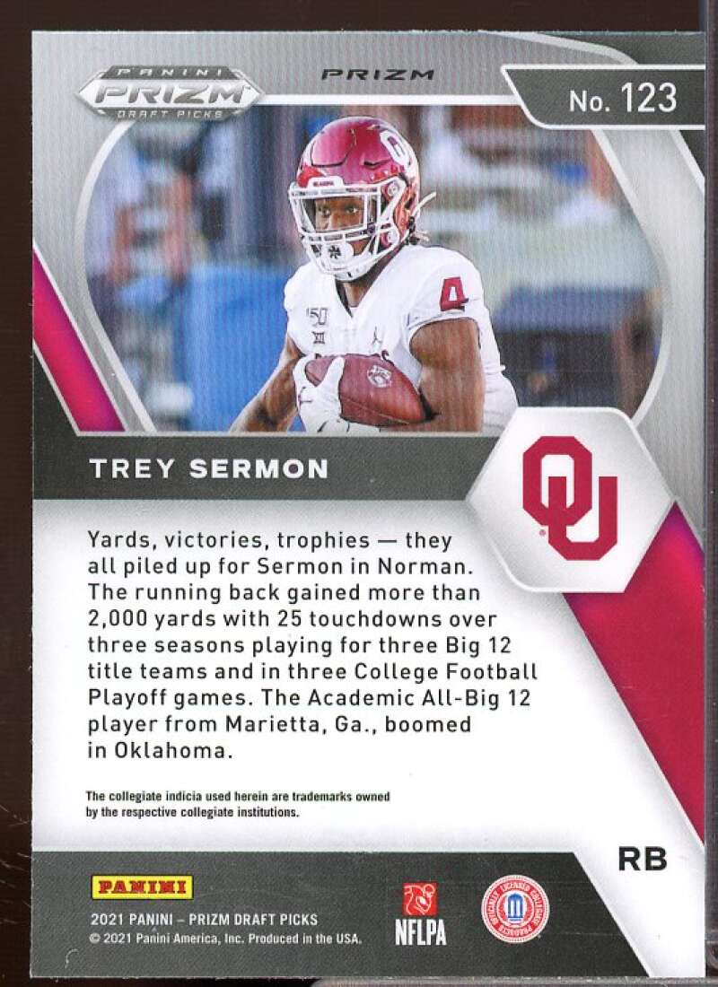 Trey Sermon Rookie Card 2021 Panini Prizm Draft Picks Prizms Red Circles #123  Image 2