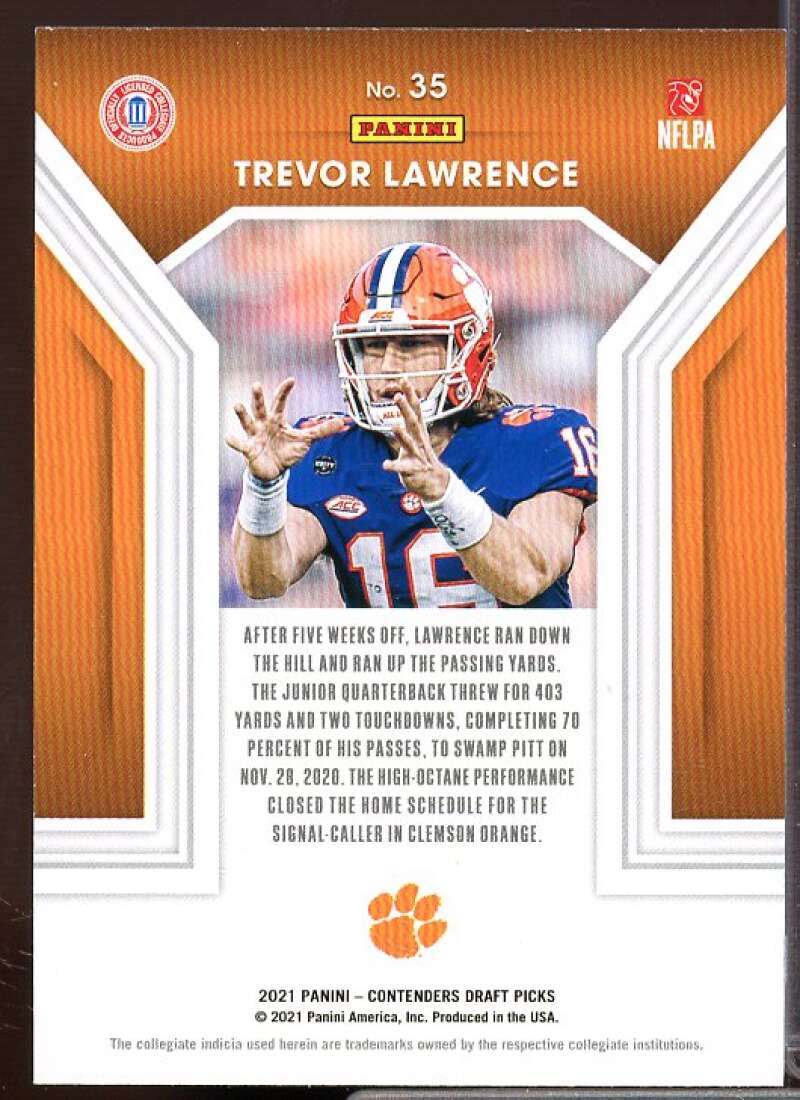 Trevor Lawrence 2021 Panini Contenders Draft Picks Playing the Numbers Game #35  Image 2