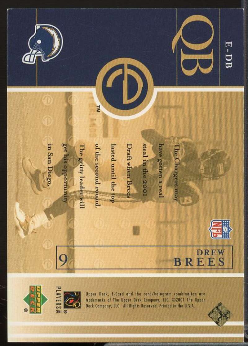 Drew Brees Rookie Card 2001 Upper Deck e-Card #EDB  Image 2