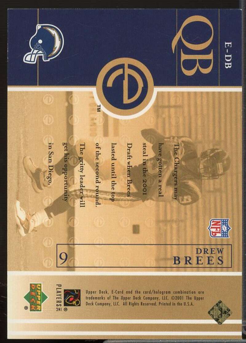 Drew Brees Rookie Card 2001 Upper Deck e-Card #EDB  Image 2