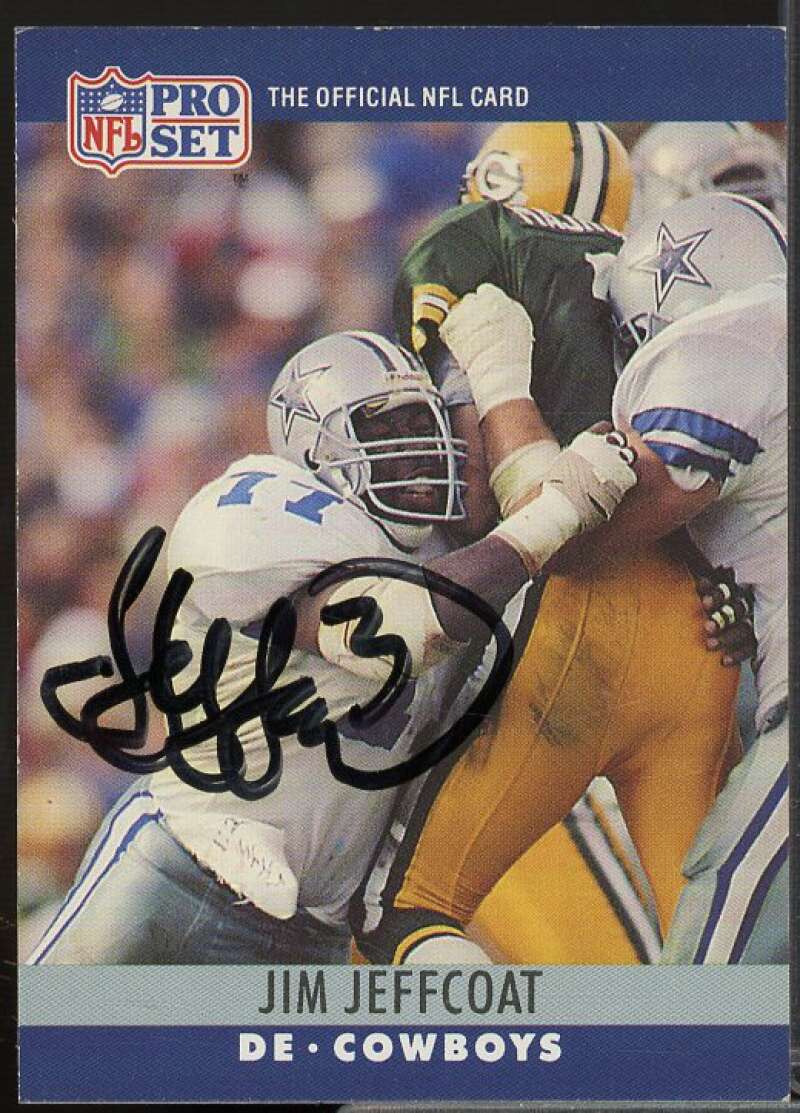 Jim Jeffcoat In Person Autograph Card 1990 Pro Set #80  Image 1