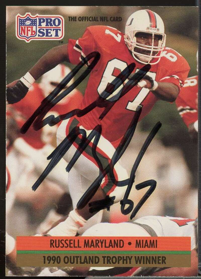 Russell Maryland RC In Person Autograph Card 1991 Pro Set #32  Image 1