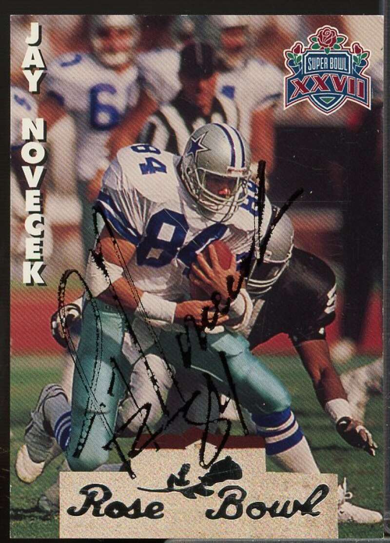 Jay Novacek In Person Autograph Card 1993 Heads and Tails SB XXVII #SB25  Image 1