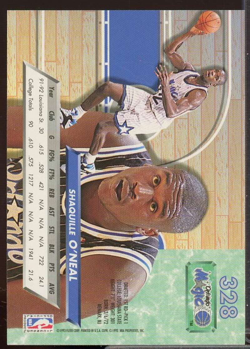 Shaquille O'Neal Rookie Card 1992-93 Ultra #328  Image 2