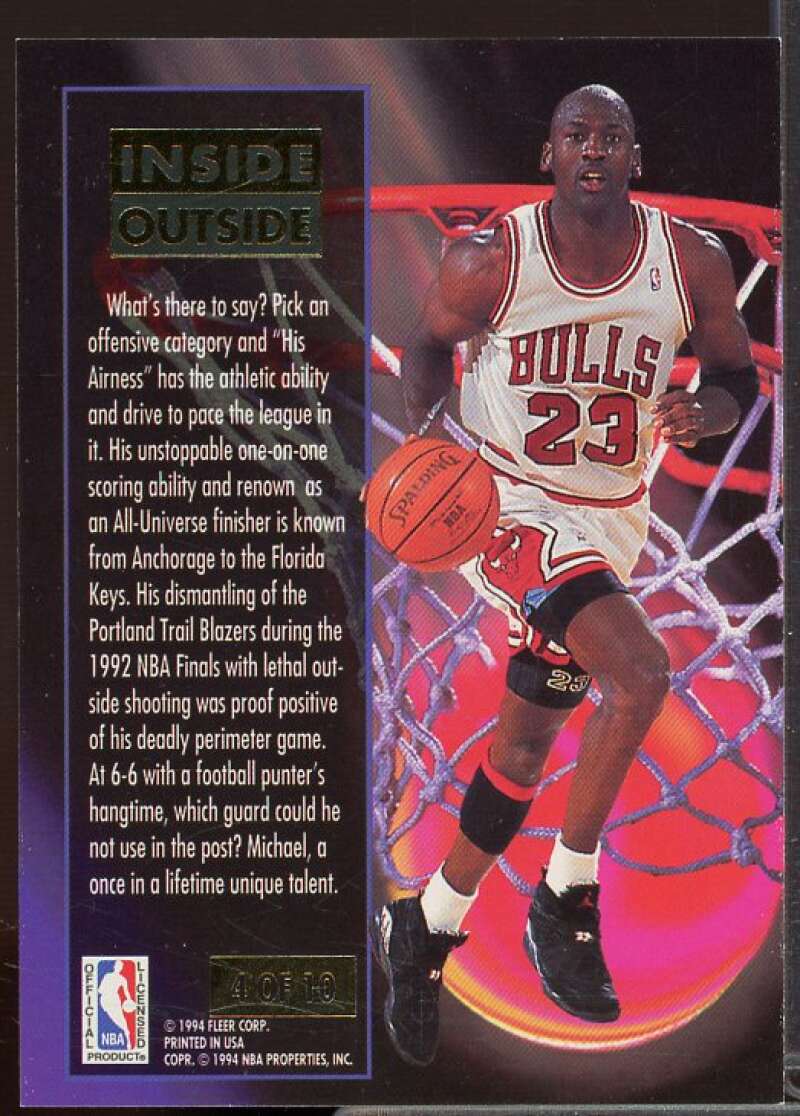 Michael Jordan Card 1993-94 Ultra Inside/Outside #4  Image 2