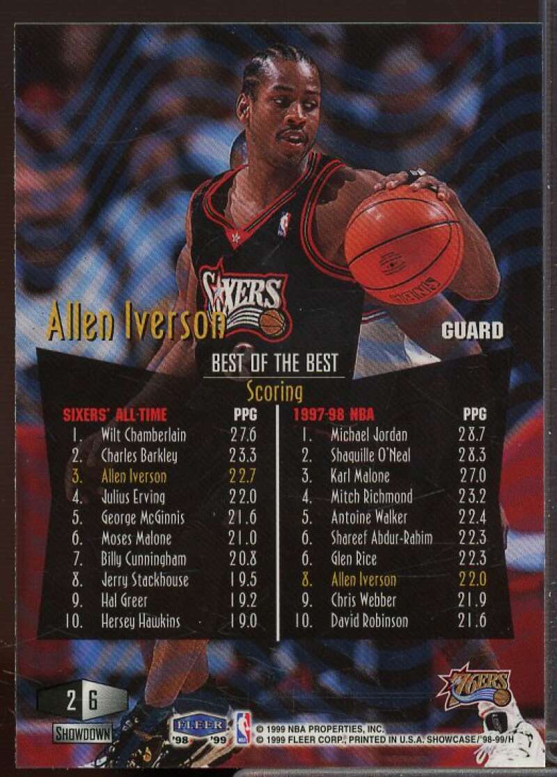 Allen Iverson Card 1998-99 Flair Showcase Row 2 #6  Image 2