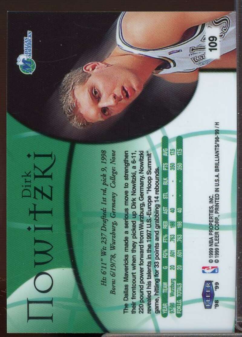 Dirk Nowitzki Rookie Card 1998-99 Fleer Brilliants #109  Image 2