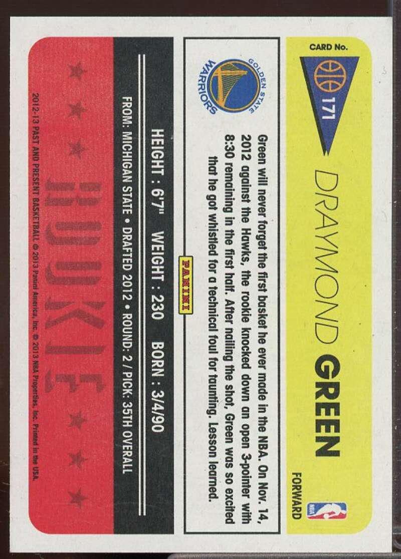 Draymond Green Rookie Card 2012-13 Panini Past and Present #171  Image 2