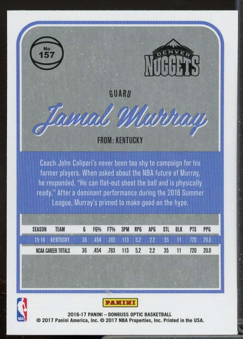 Jamal Murray Rookie Card 2016-17 Donruss Optic #157  Image 2