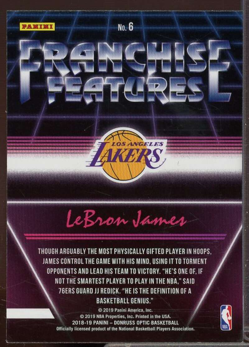 LeBron James Card 2018-19 Donruss Optic Franchise Features Purple #6  Image 2