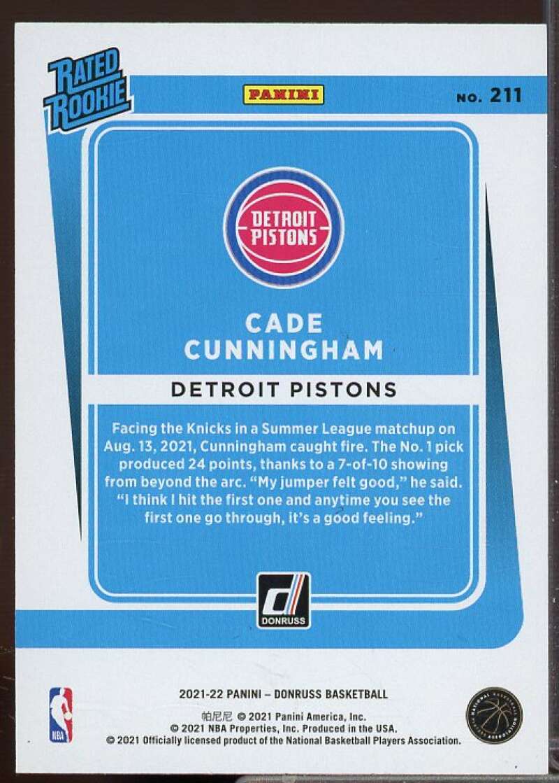 Cade Cunningham Rookie Card 2021-22 Donruss #211  Image 2