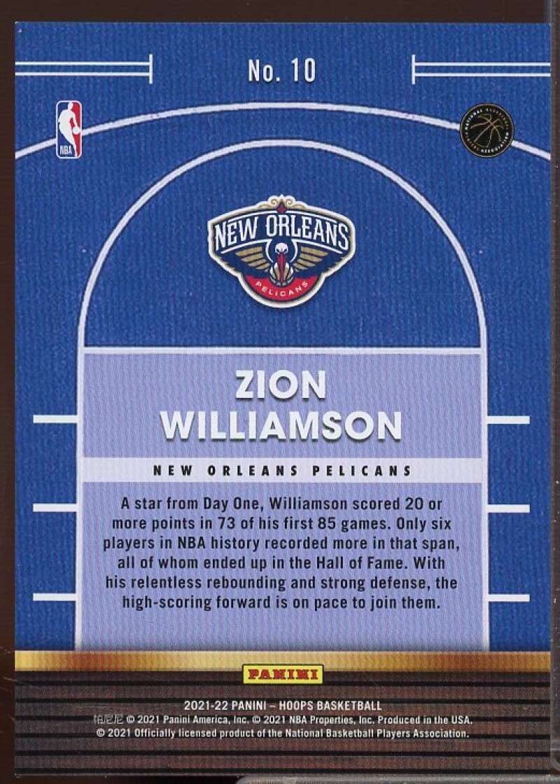 Zion Williamson Card 2021-22 Hoops High Court Hyper Red #10  Image 2