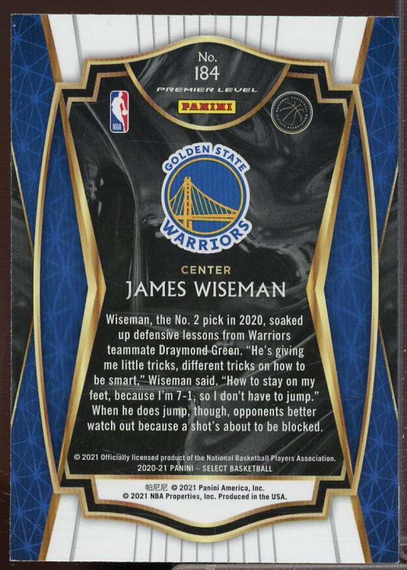 James Wiseman Rookie Card 2020-21 Select Blue Retail #184  Image 2