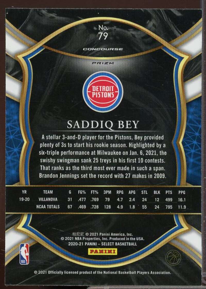 Saddiq Bey Rookie Card 2020-21 Select Prizms Red White Orange Shimmer #79  Image 2