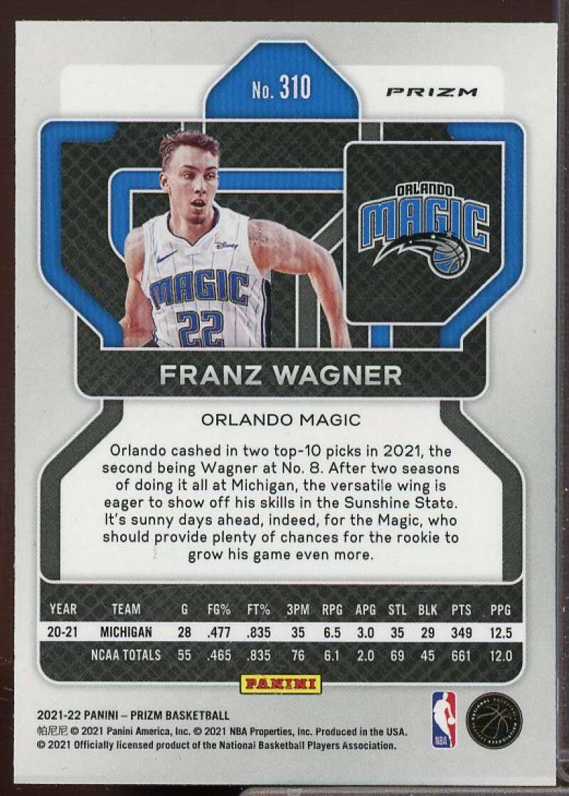 Franz Wagner Rookie Card 2021-22 Panini Prizm Prizms Ice #310  Image 2