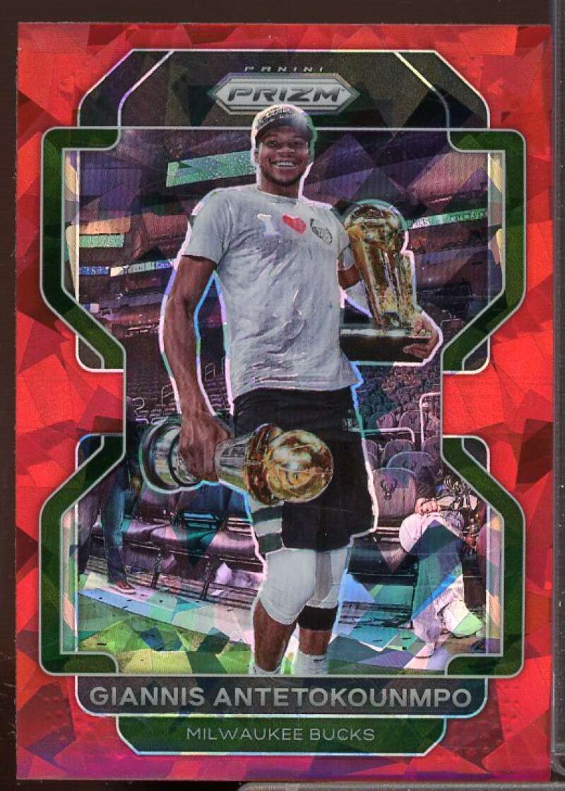 Giannis Antetokounmpo Card 2021-22 Panini Prizm Prizms Red Ice #1  Image 1