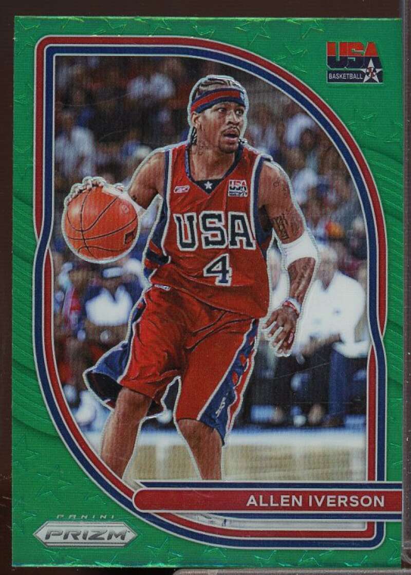 Allen Iverson Card 2020-21 Panini Prizm USA Basketball Prizms Green #1  Image 1