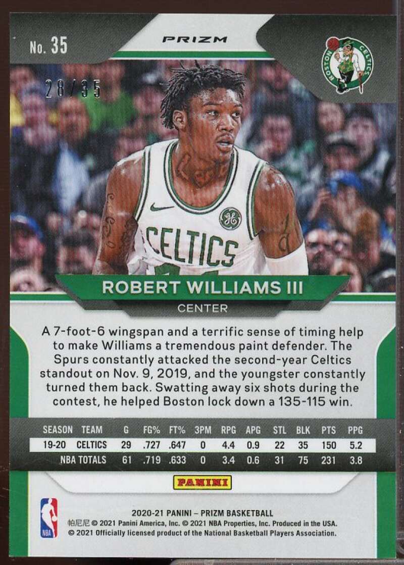 Robert Williams III Card 2020-21 Panini Prizm Prizms Purple Pulsar #35  Image 2