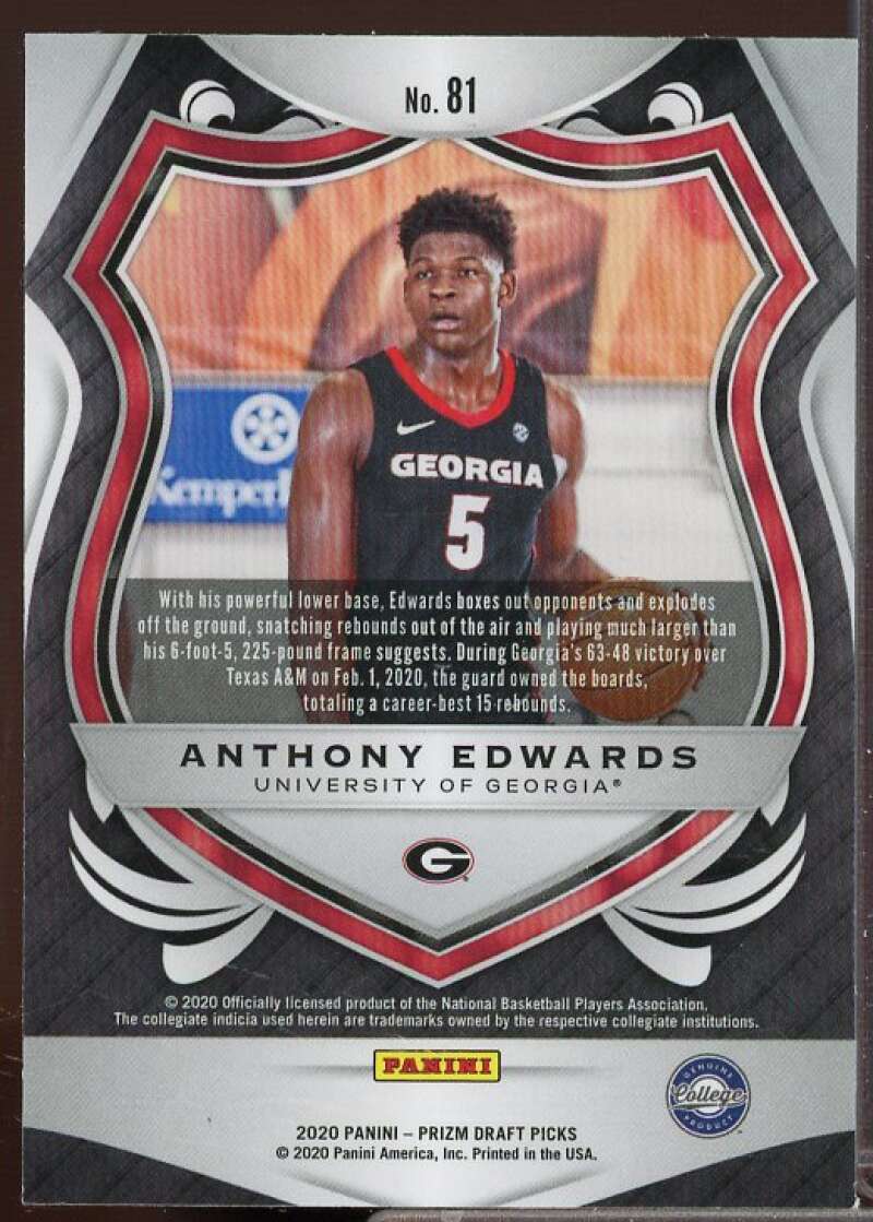 Anthony Edwards Rookie Card 2020-21 Panini Prizm Draft Picks #81  Image 2