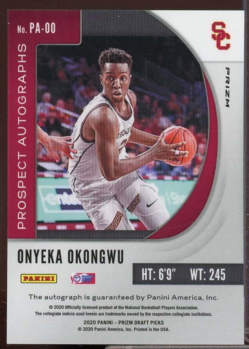 Onyeka Okongwu 2020-21 Panini Prizm Draft Picks Prospect Autographs Hyper #5  Image 2