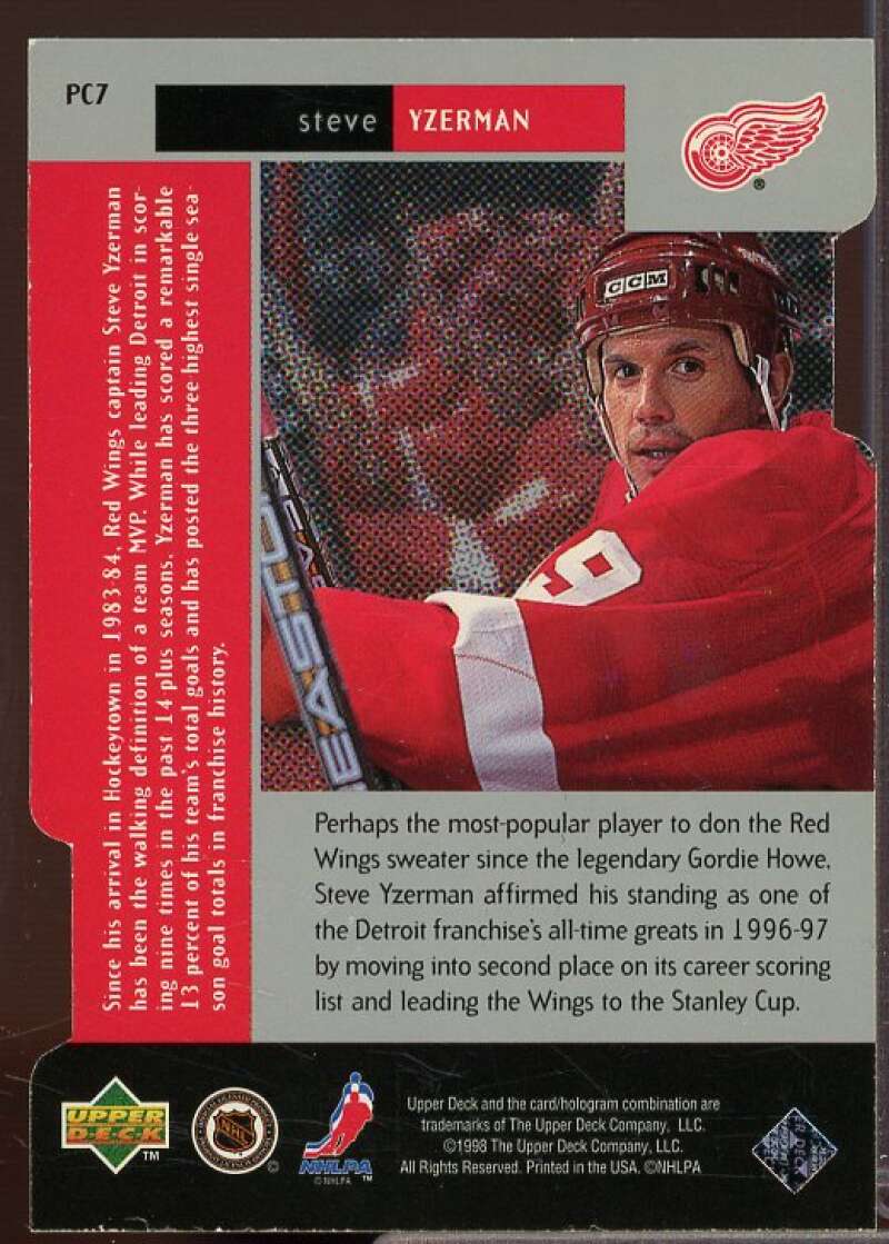 Steve Yzerman Card 1997-98 Black Diamond Premium Cut #PC7  Image 2