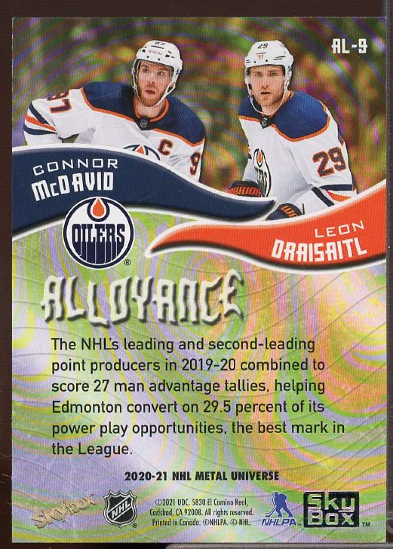 Leon Draisaitl/Connor McDavid Card 2020-21 Metal Universe Alloyance #AL9  Image 2