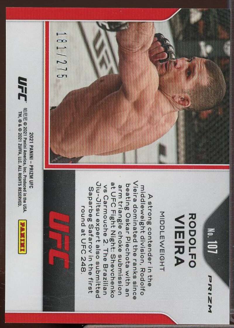 Rodolfo Vieira Rookie Card 2021 Panini Prizm UFC Prizms Red #107  Image 2