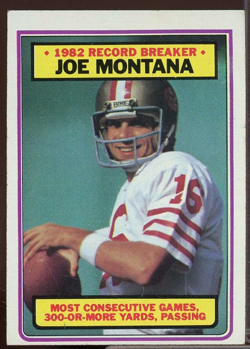 Joe Montana RB/Five Straight/300 Yard Games Card 1983 Topps #4  Image 1