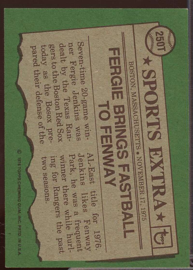 Fergie Jenkins Card 1976 Topps Traded #250T  Image 2