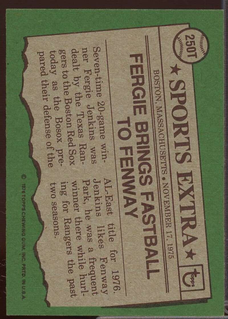 Fergie Jenkins Card 1976 Topps Traded #250T  Image 2