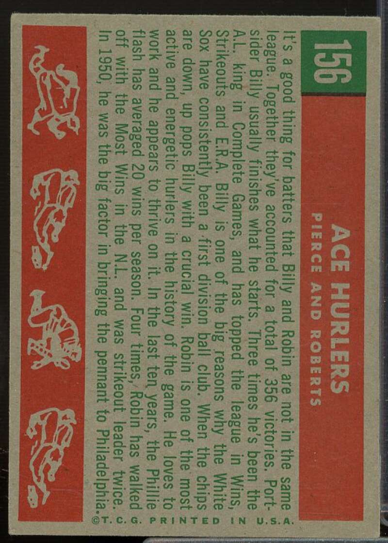 Ace Hurlers/Billy Pierce/Robin Roberts Card 1959 Topps #156  Image 2