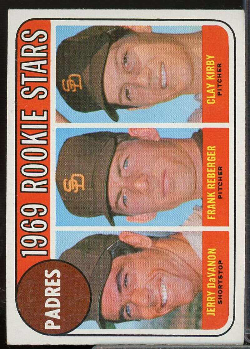 Rookie Stars/Jerry DaVanon RC/Frank Reberger/Clay Kirby Rookie 1969 Topps #637  Image 1
