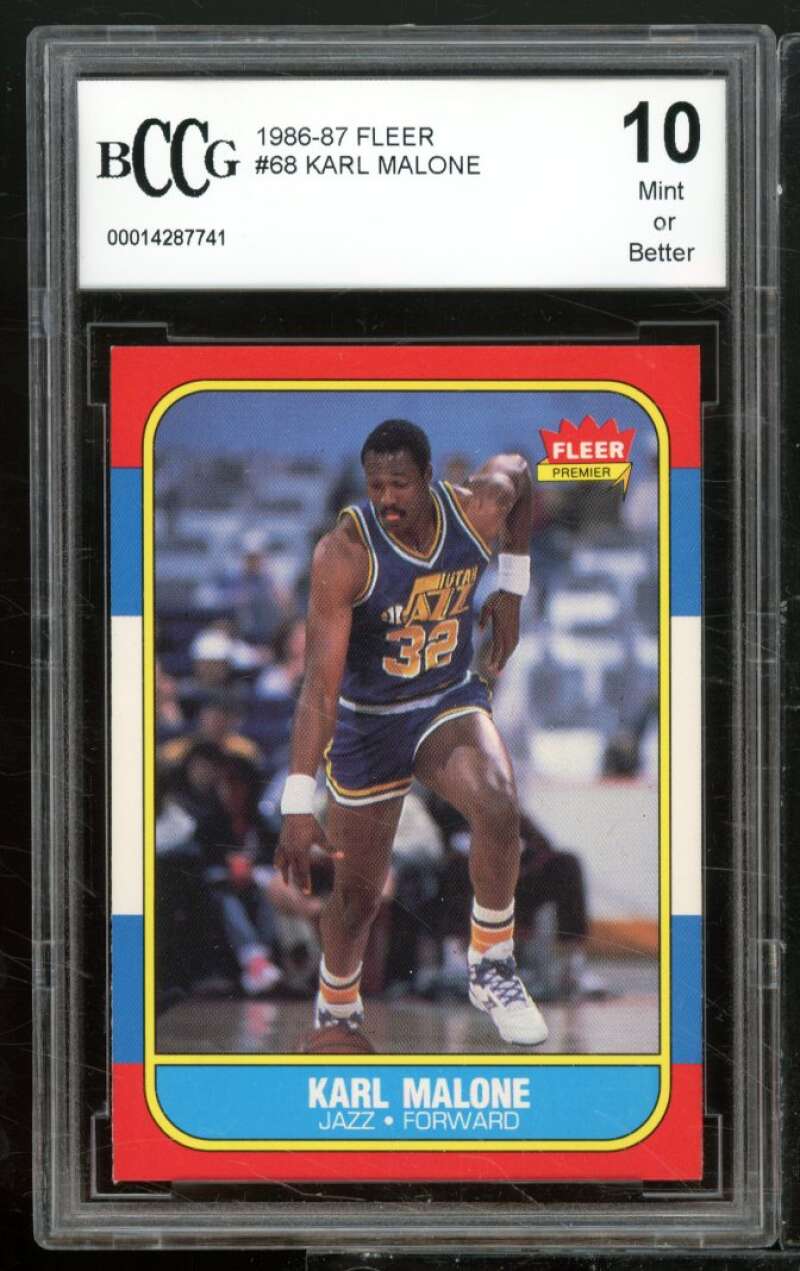 1986-87 Fleer #68 Karl Malone Rookie Card BCCG 10 Mint+ Image 1