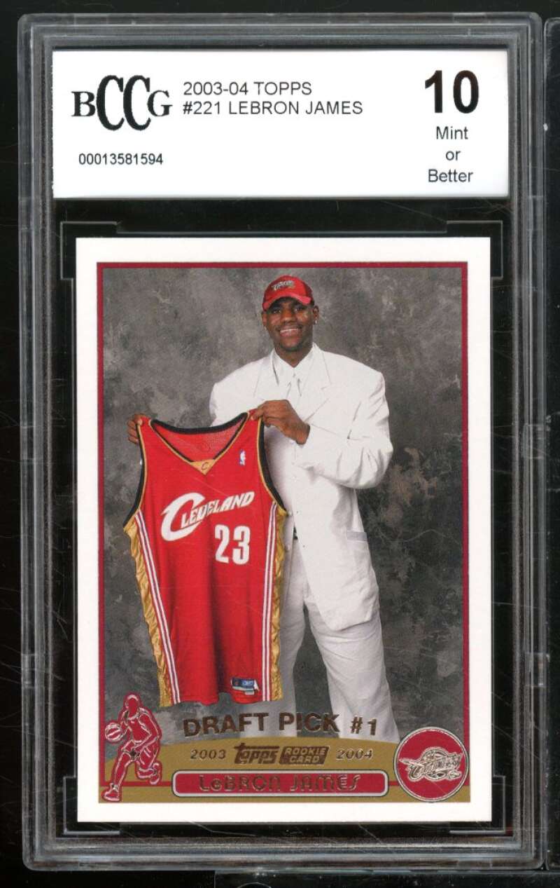 2003-04 Topps #221 LeBron James Rookie Card BCCG 10 Mint+ Image 1