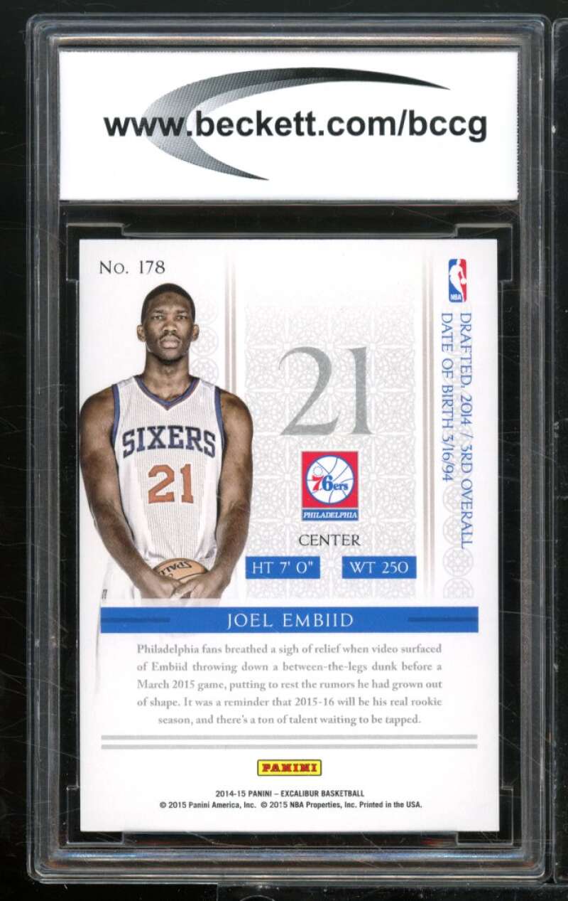 2014-15 Panini Excalibur #178 Joel Embiid Rookie Card BGS BCCG 10 Mint+ Image 2