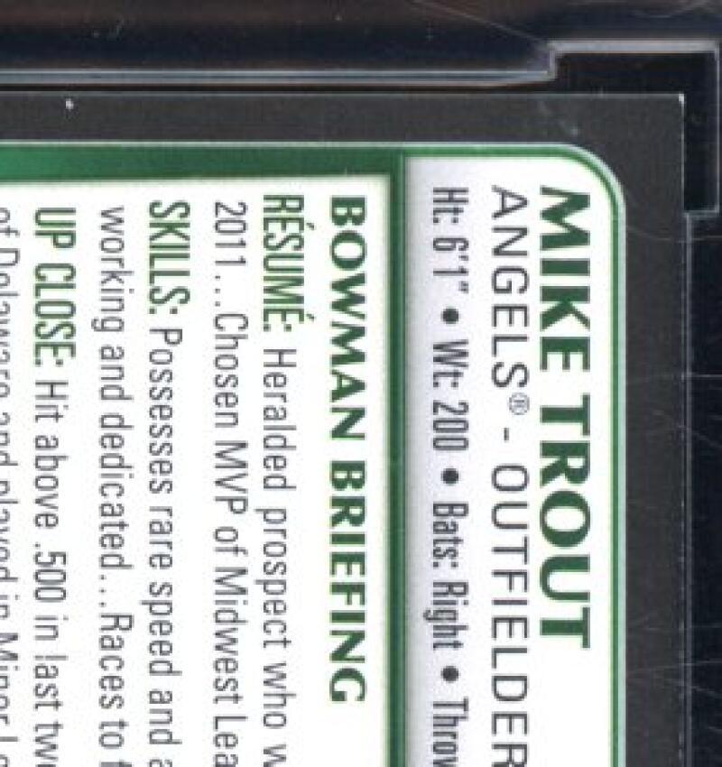 2011 Bowman Draft #101 Mike Trout Rookie Card BGS BCCG 10 Mint+ Image 8