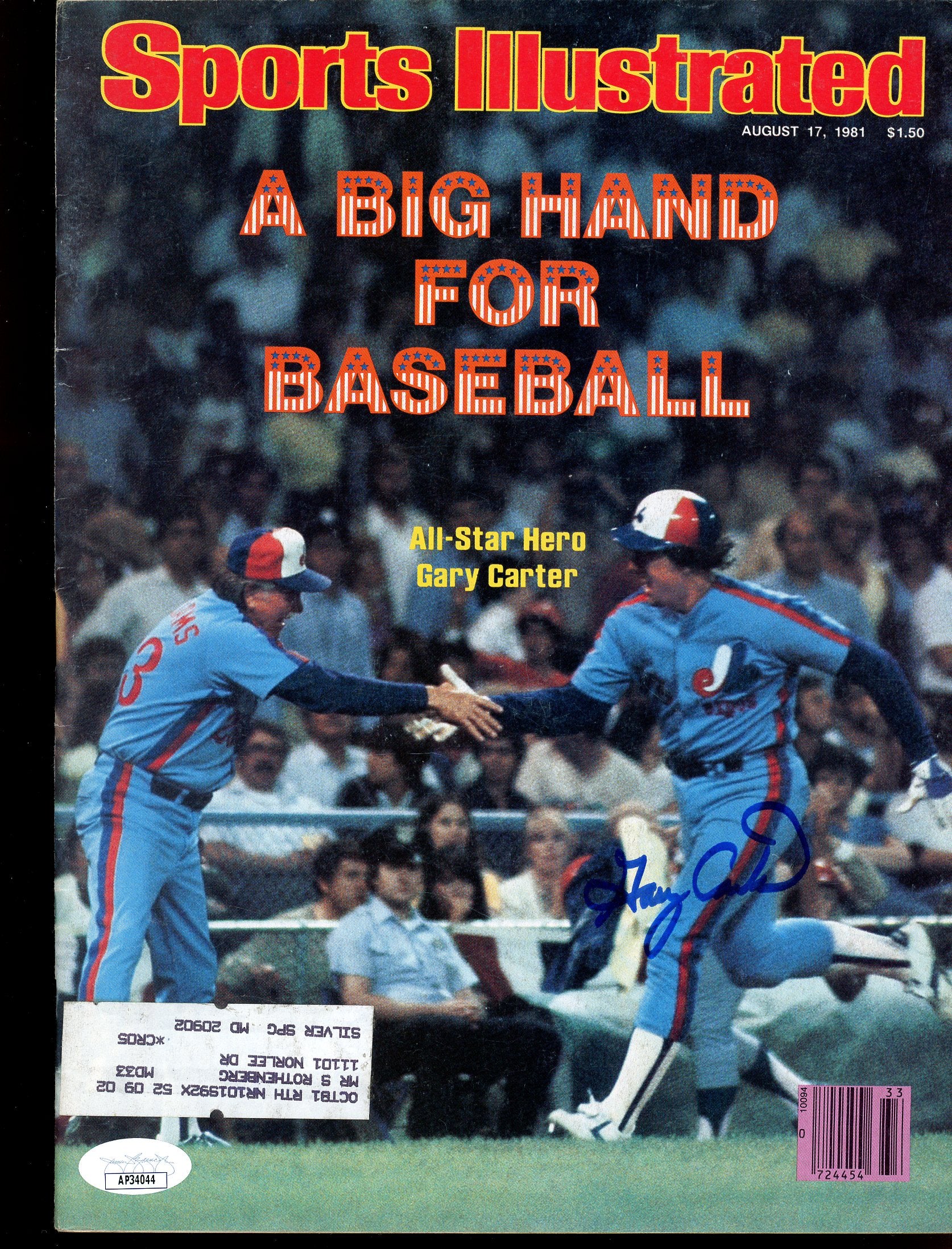 Gary Carter Expos Autographed Signed 1981 Sports Illustrated JSA Authentic Image 1