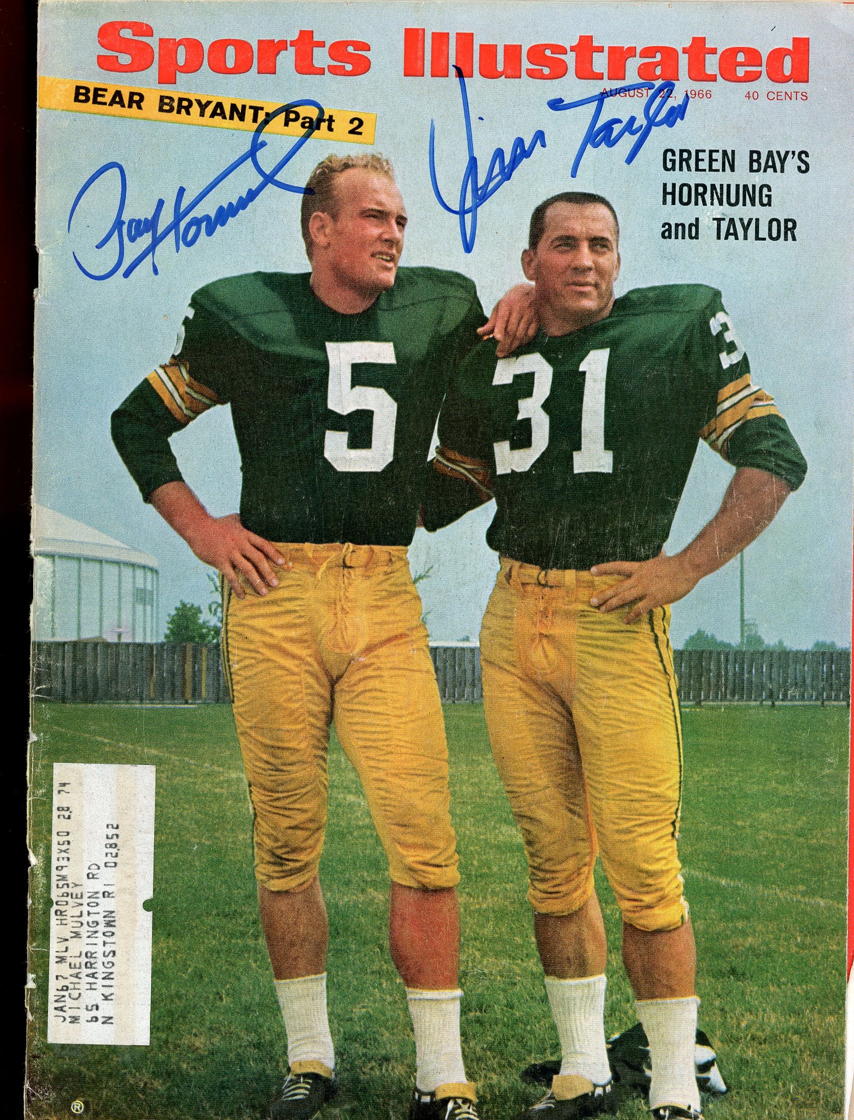 Paul Hornung / Jim Taylor Autographed 1966 Sports Illustrated JSA Authentic Image 1