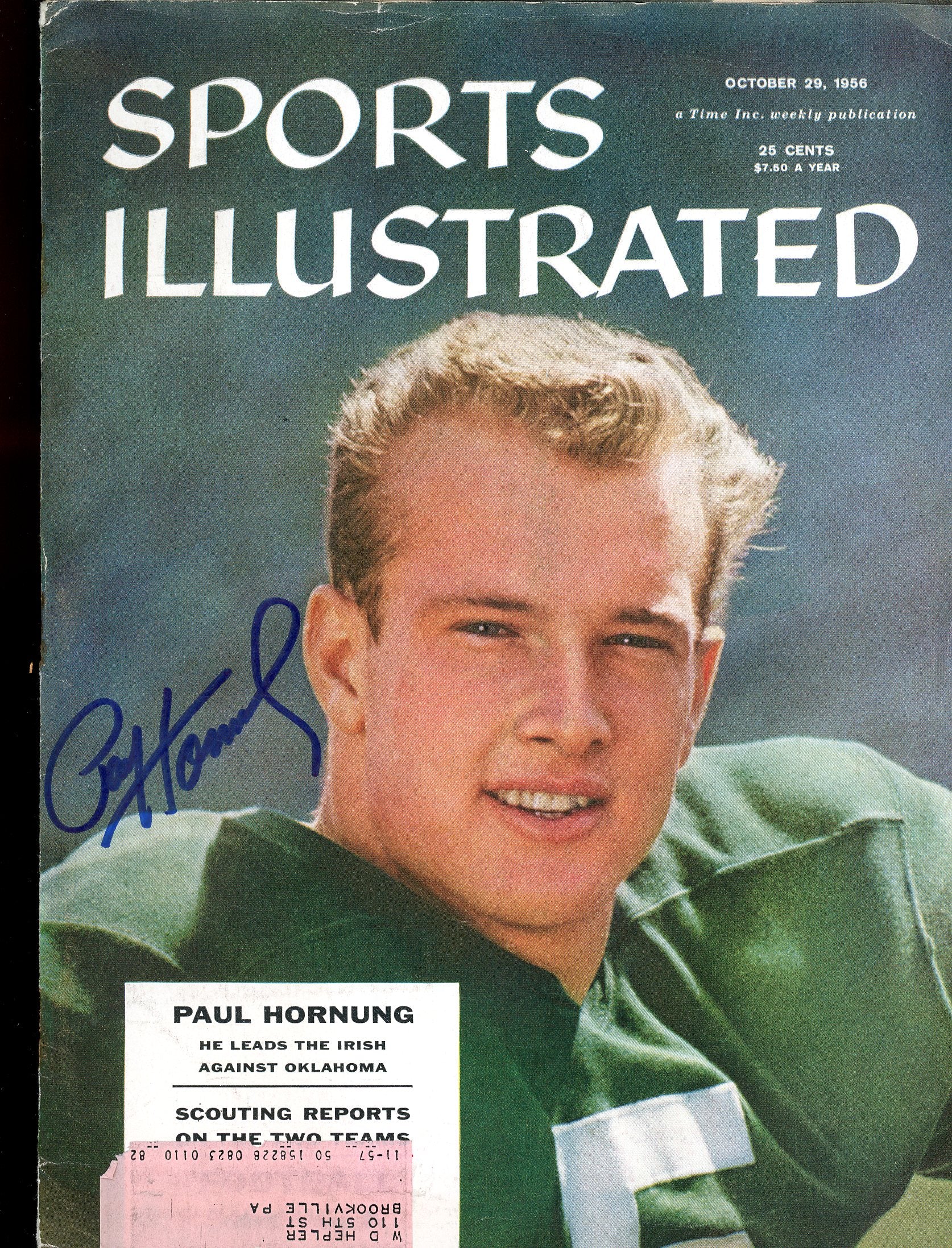 Paul Hornung Notre Dame Auto Signed 1956 Sports Illustrated JSA Authentic Image 1